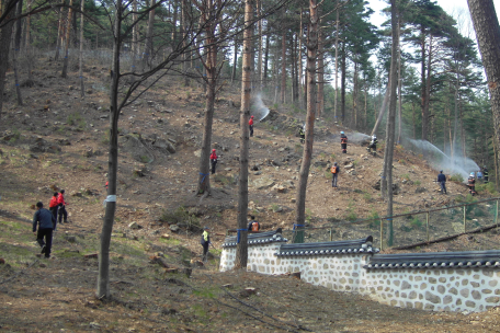 "장명사 사찰 합동소방 훈련 실시"