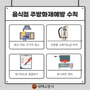 태백소방서, 음식점 주방화재 주의 당부